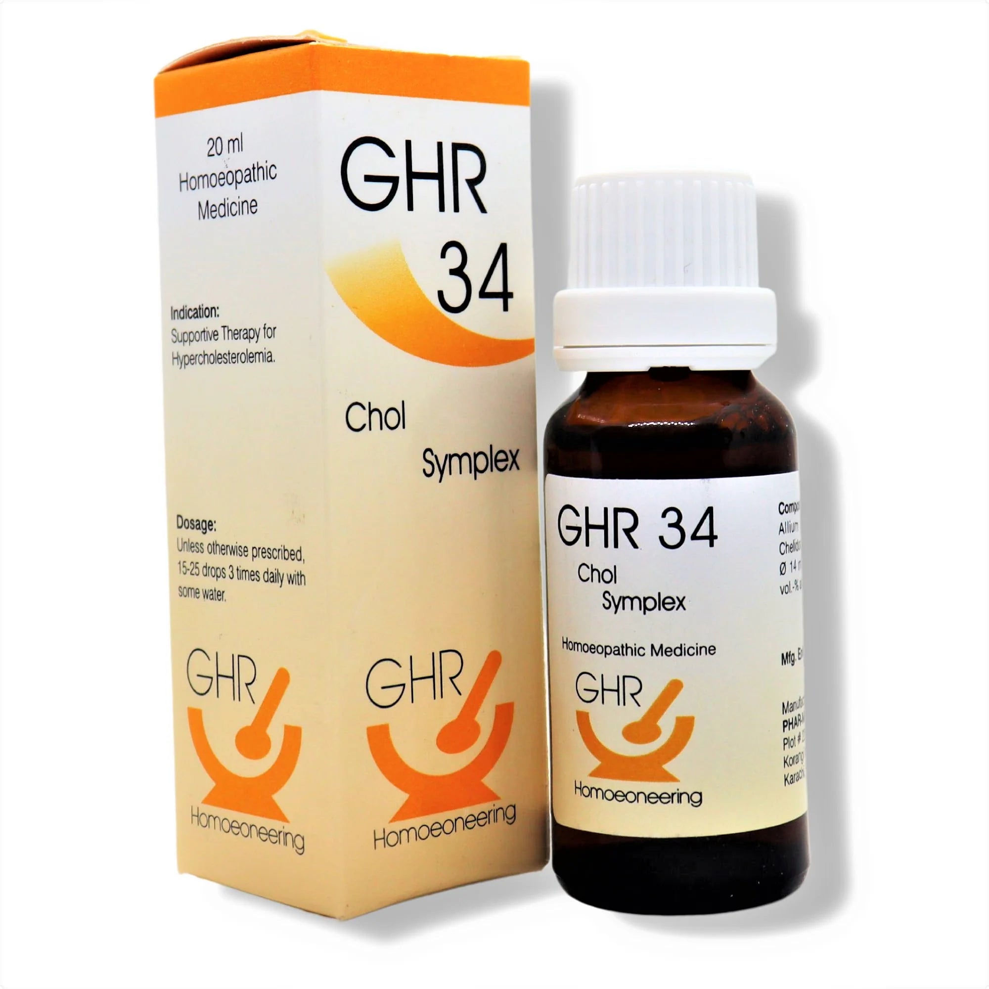 GHR 34 Drops - Cholesterol Support for LDL/HDL Balance & Heart Health